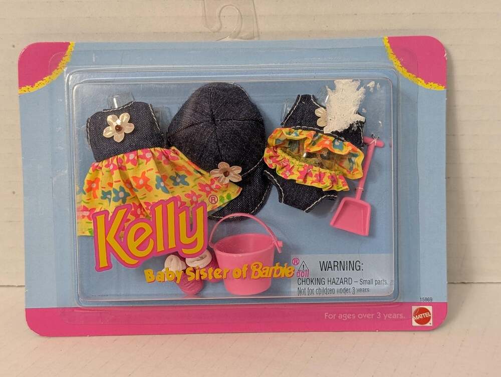 Vintage 1996 Barbie Kelly Fashion Pack Beach Swimsuit Denim Hat Mattel 15869 New